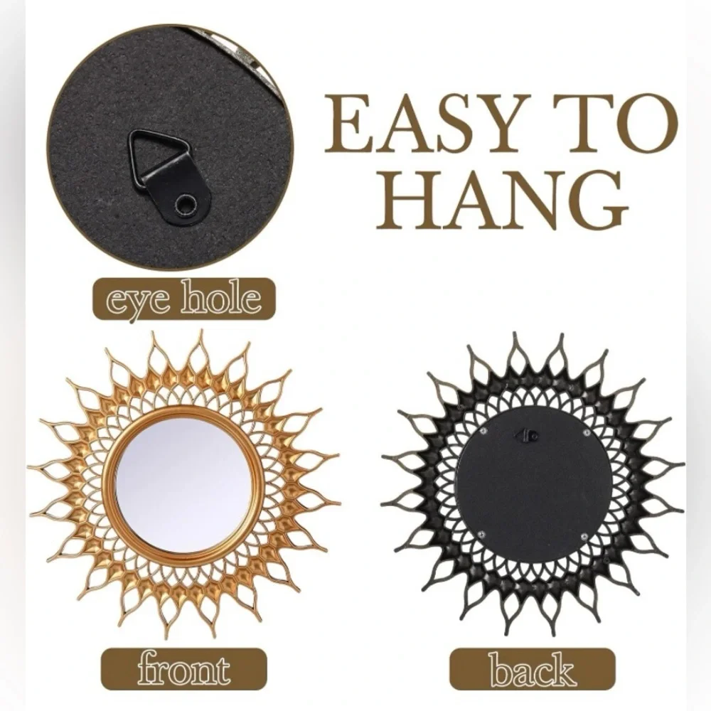 Namalu 6 Pcs Mirrors for Wall Decor, Small Circle Sun Mirrors